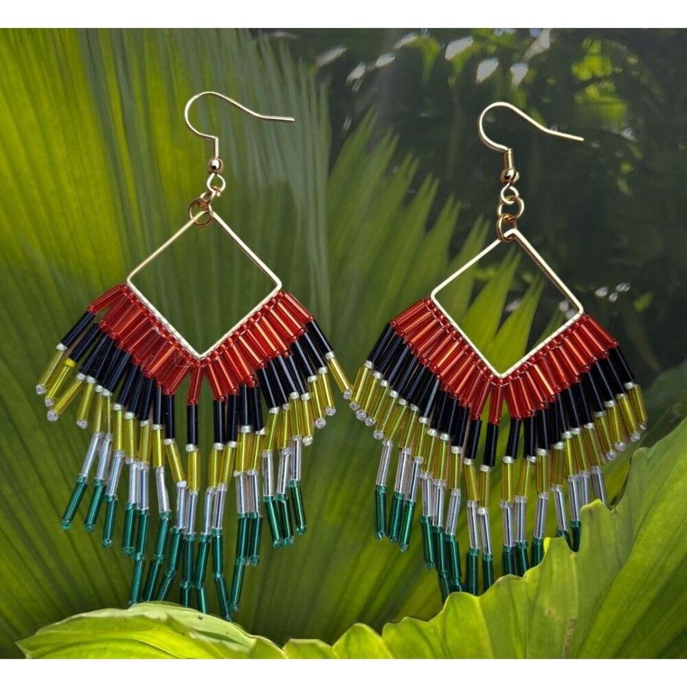 VIBRANT HANDMADE SEED BEAD EARRINGS WITH STAINLESS STEEL FINDINGS